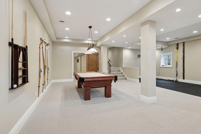 4622 Drexel Ave, Edina, MN 55424 - rec room featuring carpet floors, recessed lighting, and billiards table