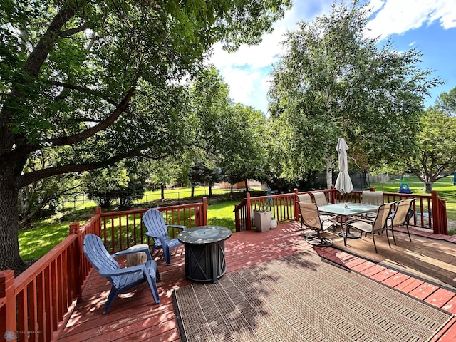 1908 23rd St S, Fargo, ND 58103 - wooden deck with outdoor dining space