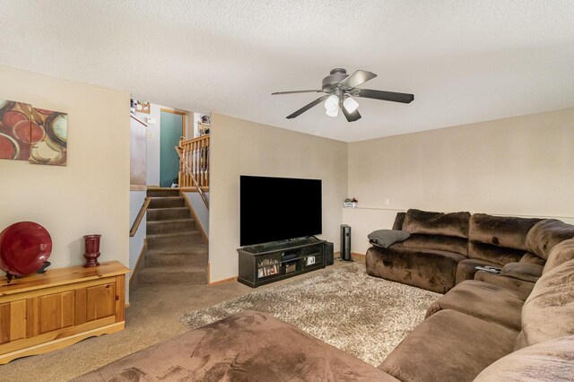 7230 Clear Rdg, Centerville, MN 55038 - carpeted living area featuring stairway and ceiling fan