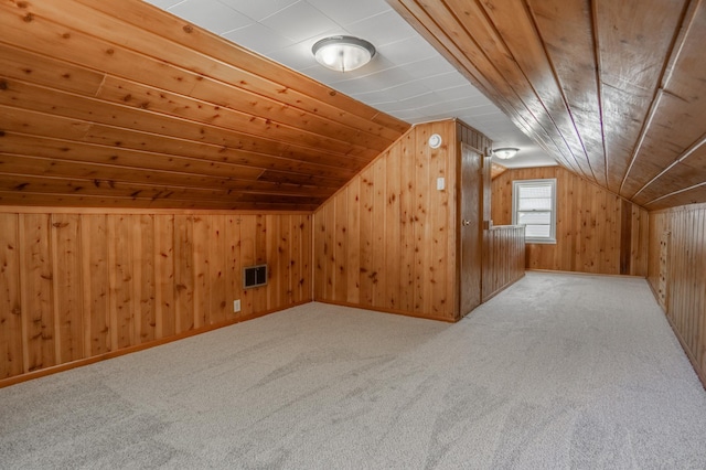 3708 Xenia Ave N, Crystal, MN 55422 - additional living space with vaulted ceiling, wood walls, carpet, and wooden ceiling