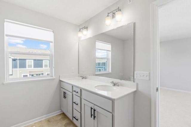 7614 Connie Ln, Inver Grove Heights, MN 55076 - bathroom featuring double vanity and baseboards