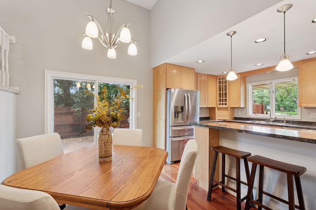 549 Vicki Ln, Shoreview, MN 55126 - dining space featuring light wood-style flooring, a chandelier, and recessed lighting