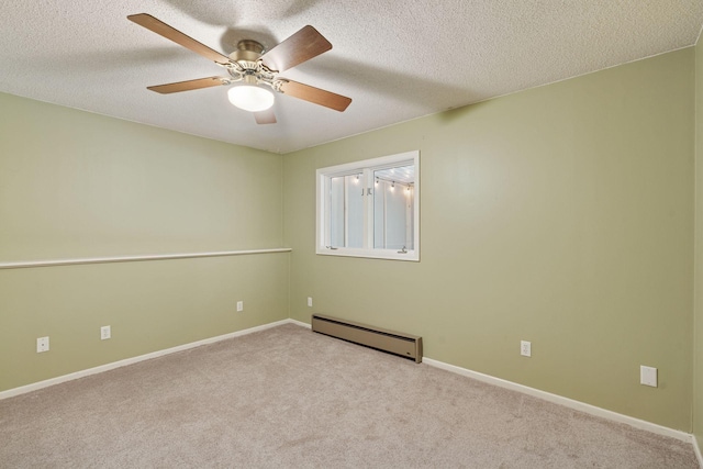 549 Vicki Ln, Shoreview, MN 55126 - carpeted spare room with a baseboard heating unit, a ceiling fan, and a textured ceiling