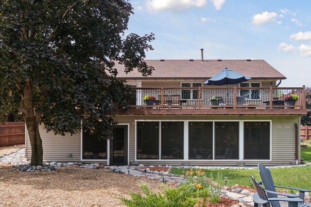 549 Vicki Ln, Shoreview, MN 55126 - back of property featuring a deck and roof with shingles