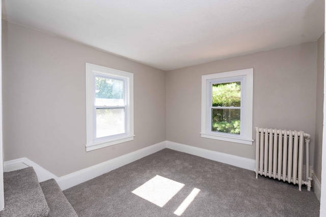 1702 Minnehaha Ave W, Saint Paul, MN 55104 - empty room with radiator, healthy amount of natural light, and dark colored carpet