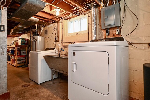 1314 Parkview Ave, Winona, MN 55987 - laundry area with gas water heater, separate washer and dryer, and electric panel