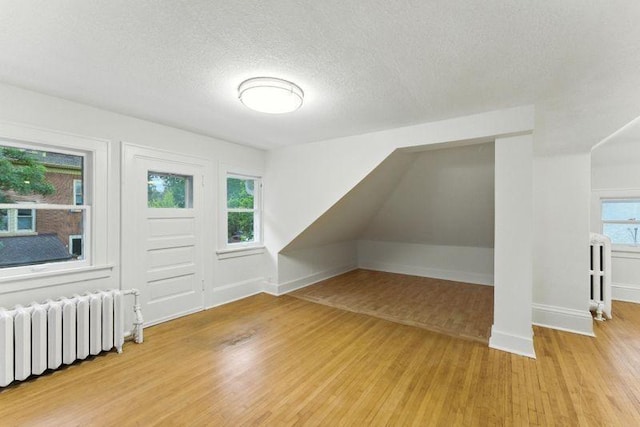 3148 Bryant Ave S, Minneapolis, MN 55408 - additional living space with radiator heating unit, light wood finished floors, and a textured ceiling