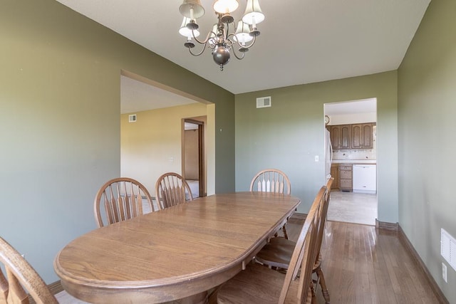 41072 280th St, Arlington Twp, MN 55307 - dining space with a chandelier and wood finished floors