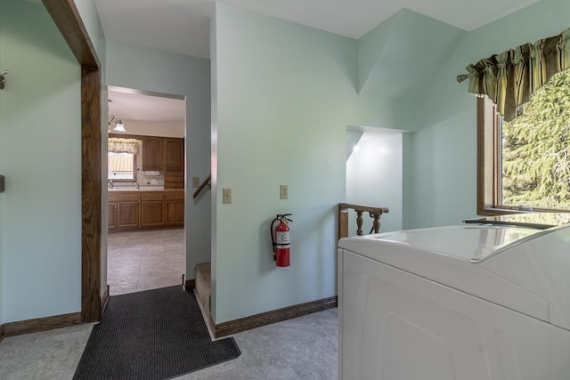41072 280th St, Arlington Twp, MN 55307 - hallway featuring washer / clothes dryer