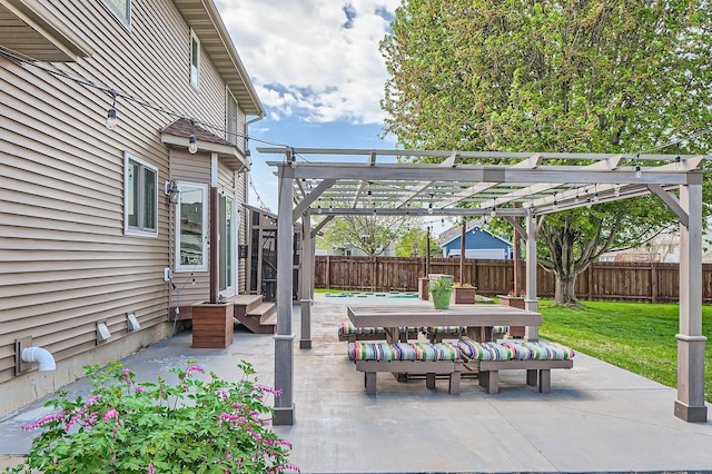 2907 Asarum Ct, Shakopee, MN 55379 - fenced backyard with a pergola, a patio area, and outdoor dining area