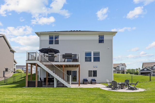 5027 Jansen Ave NE, Saint Michael, MN 55376 - back of house with a deck, a patio area, a fire pit, and stairway