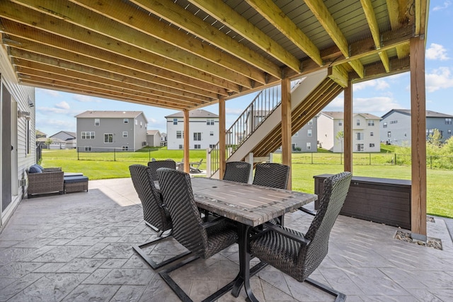 5027 Jansen Ave NE, Saint Michael, MN 55376 - view of patio / terrace with a residential view, outdoor dining space, and stairway