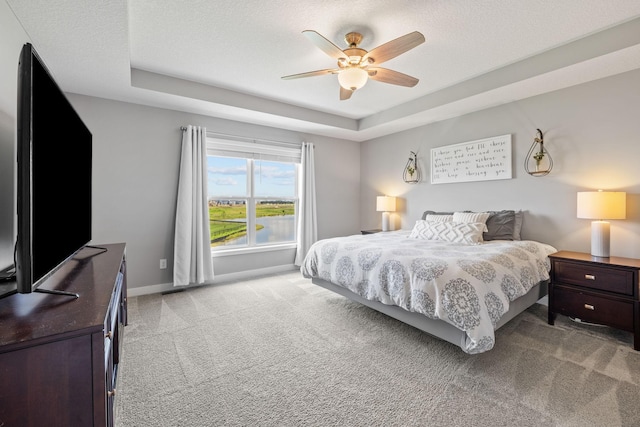 5027 Jansen Ave NE, Saint Michael, MN 55376 - bedroom featuring light carpet, a raised ceiling, and ceiling fan
