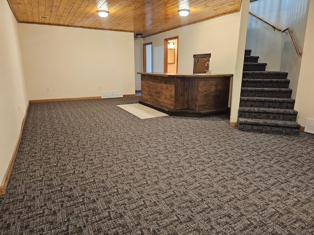 21578 Edwards Dr, Irondale Twp, MN 56455 - community bar area featuring carpet floors, stairway, and wood ceiling