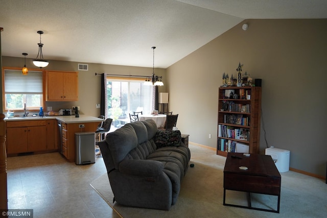 11223 Diane Ave, Becker, MN 55308 - living room with a chandelier and vaulted ceiling
