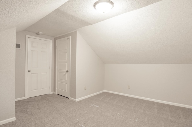 3919 Dupont Ave N, Minneapolis, MN 55412 - additional living space with light carpet, a textured ceiling, and lofted ceiling