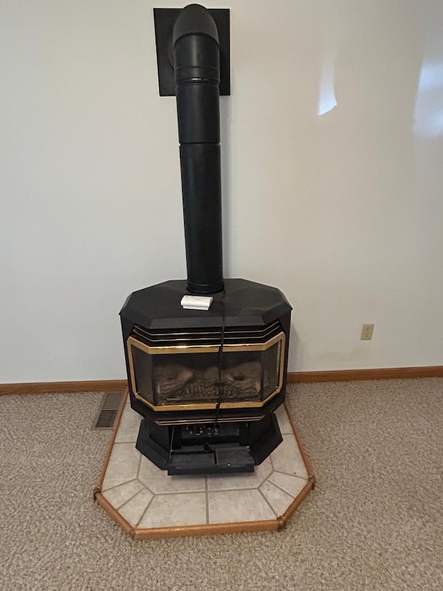 353 River Dr, Park Rapids, MN 56470 - detailed view of a wood stove and carpet floors