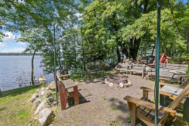 29351 410th Pl, Farm Island Twp, MN 56431 - view of yard with a fire pit and a water view