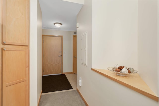 820 Emerald St SE Unit 314, Saint Paul, MN 55114 - hall with light colored carpet and electric panel