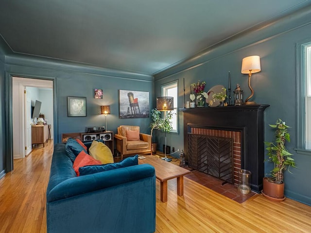 5529 1st Ave S, Minneapolis, MN 55419 - living area with wood finished floors and a brick fireplace