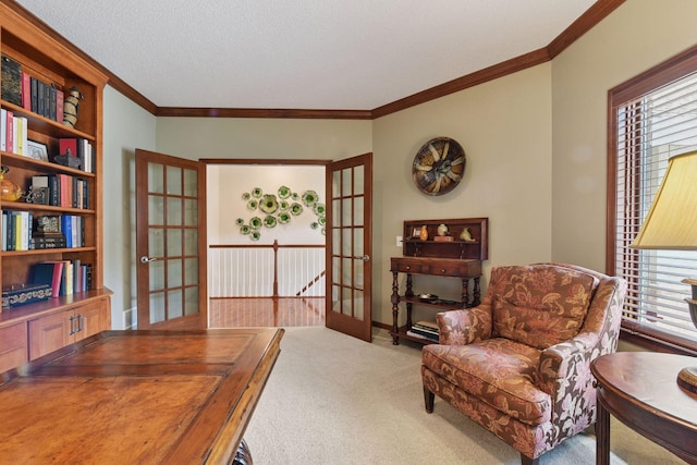 11444 Clarion Way, Minnetonka, MN 55343 - carpeted office with crown molding, french doors, and plenty of natural light
