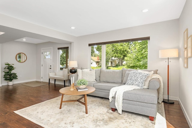 4640 Portland Ave, Minneapolis, MN 55407 - living area featuring wood finished floors and recessed lighting