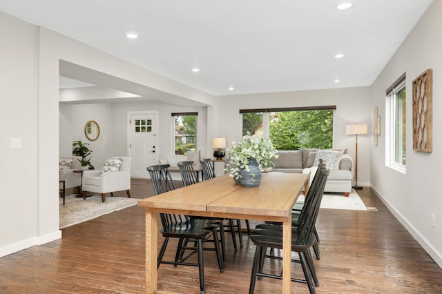 4640 Portland Ave, Minneapolis, MN 55407 - dining space with dark wood-type flooring and recessed lighting