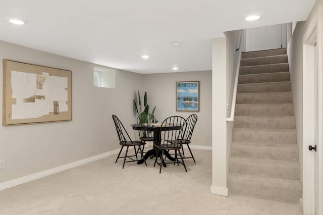 4640 Portland Ave, Minneapolis, MN 55407 - carpeted dining space with stairs and recessed lighting