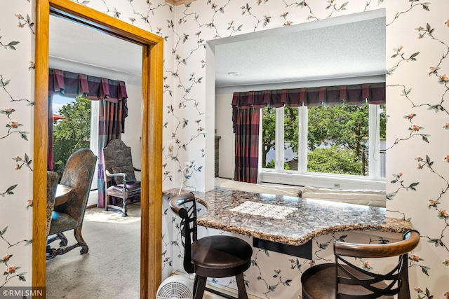 26 Golden Lake Rd, Circle Pines, MN 55014 - dining room with wallpapered walls and carpet flooring