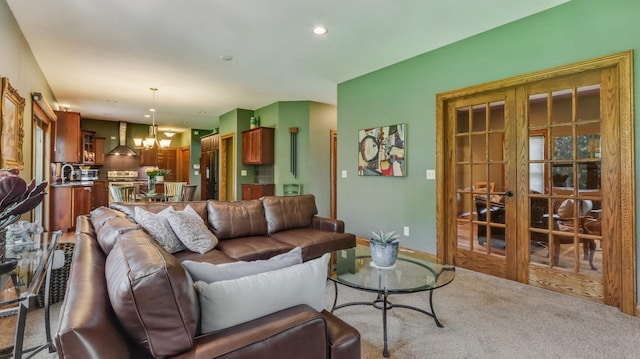3946 Woodcrest Ct, Eau Claire, WI 54701 - living area with a chandelier, carpet flooring, and recessed lighting