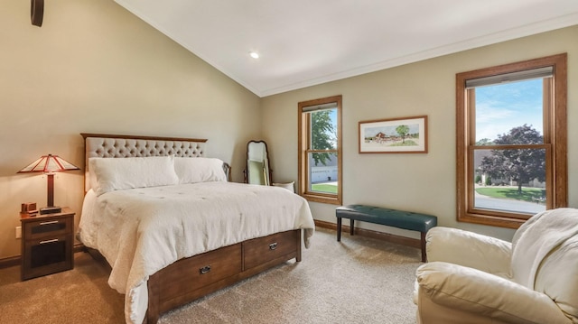 3946 Woodcrest Ct, Eau Claire, WI 54701 - carpeted bedroom featuring crown molding and lofted ceiling