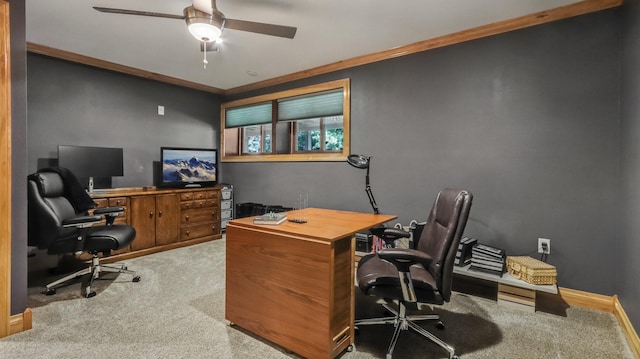 3946 Woodcrest Ct, Eau Claire, WI 54701 - carpeted office space with ceiling fan and crown molding