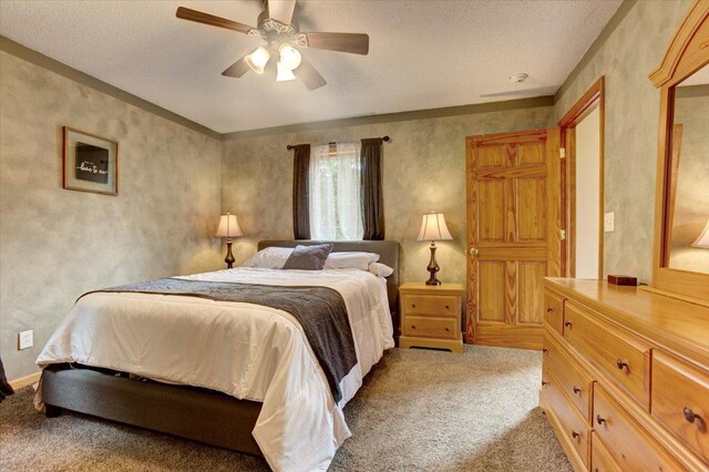 N12943 600th St, Wilson, WI 54772 - bedroom featuring carpet floors, a textured ceiling, and ceiling fan