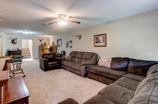 N12943 600th St, Wilson, WI 54772 - living area with a ceiling fan and light colored carpet