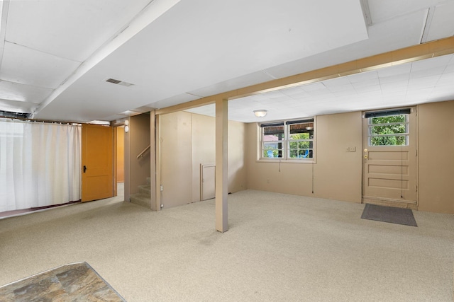 4251 Quincy St NE, Columbia Heights, MN 55421 - basement featuring carpet floors and stairs