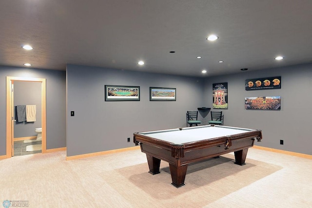 4703 Woodhaven St S, Fargo, ND 58104 - playroom with recessed lighting, light carpet, and billiards