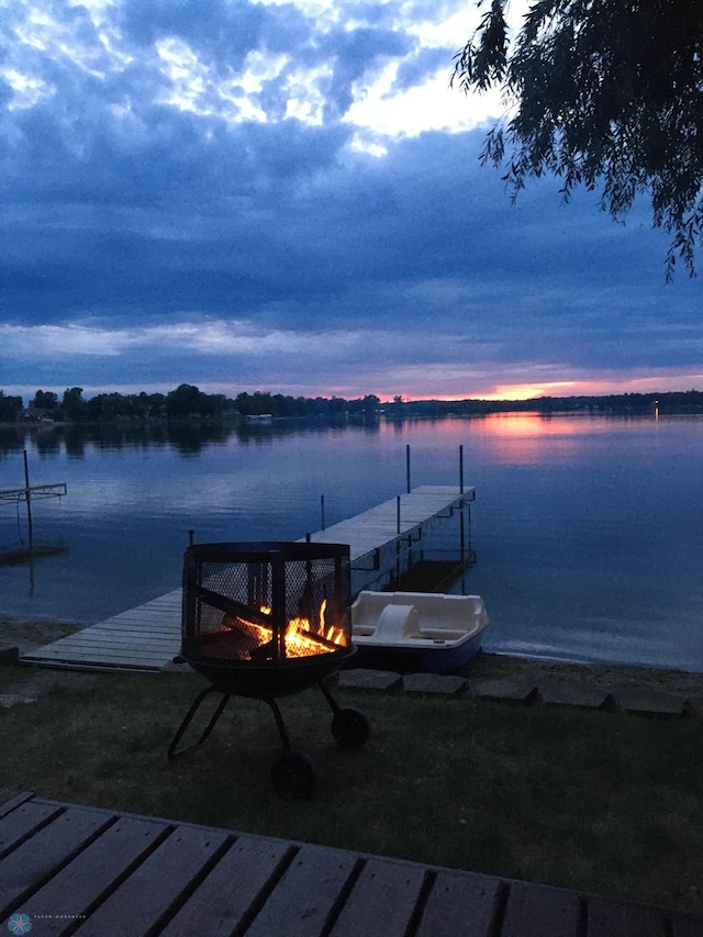 27096 Little Floyd Lake Rd Unit 8, Detroit Twp, MN 56501 - dock with an outdoor fire pit and a water view