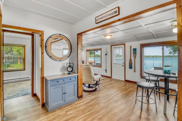 27096 Little Floyd Lake Rd Unit 8, Detroit Twp, MN 56501 - dining room featuring baseboard heating and light wood finished floors