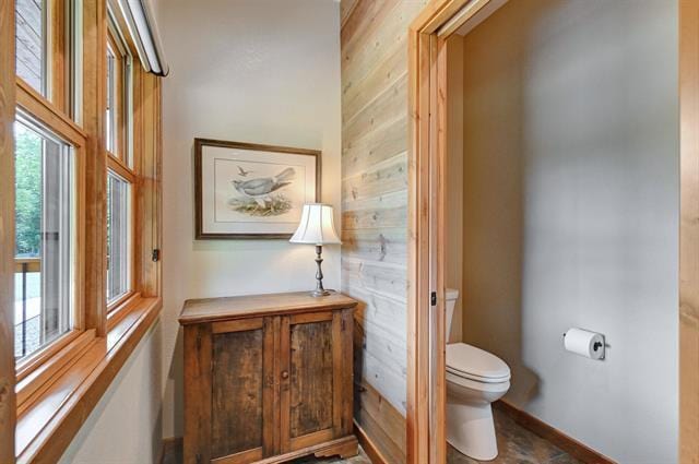 12207 Railroad Rd, Lake Nebagamon, WI 54849 - bathroom with wood walls and healthy amount of natural light