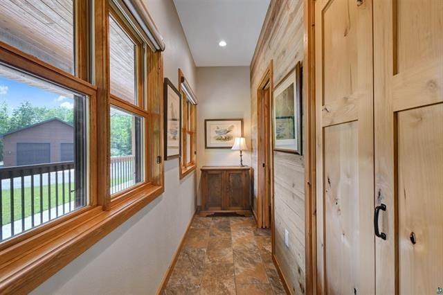 12207 Railroad Rd, Lake Nebagamon, WI 54849 - hallway with stone finish floors and recessed lighting