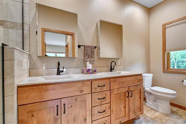 12207 Railroad Rd, Lake Nebagamon, WI 54849 - bathroom with double vanity and a tile shower