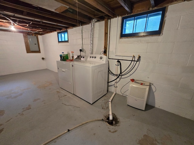 818 Kenwood St, Alexandria, MN 56308 - basement featuring electric panel and washing machine and clothes dryer