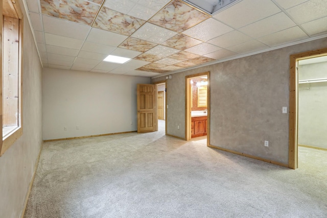 11228 River Rd, Champlin, MN 55316 - unfurnished bedroom with a drop ceiling, a walk in closet, carpet, and ensuite bathroom