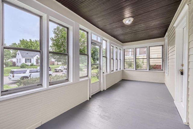 1826 Case Ave E, Saint Paul, MN 55119 - unfurnished sunroom featuring wood finished floors and wooden ceiling