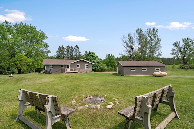 18400 Lundgren Dr, Pine Lake Twp, MN 55735 - view of grassy yard with a wooden deck