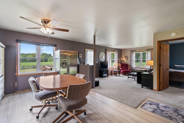 18400 Lundgren Dr, Pine Lake Twp, MN 55735 - dining space featuring a ceiling fan and wood finished floors