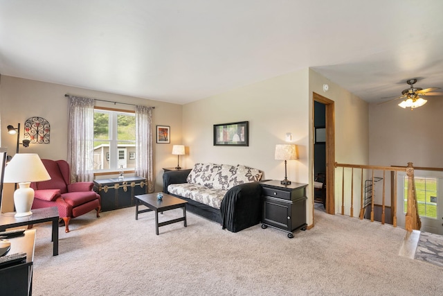 18400 Lundgren Dr, Pine Lake Twp, MN 55735 - carpeted living area with ceiling fan