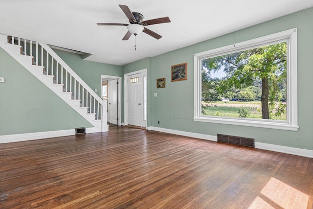 1273 County Rd N, Kinnickinnic Twp, WI 54023 - entrance foyer with ceiling fan, wood finished floors, and stairs