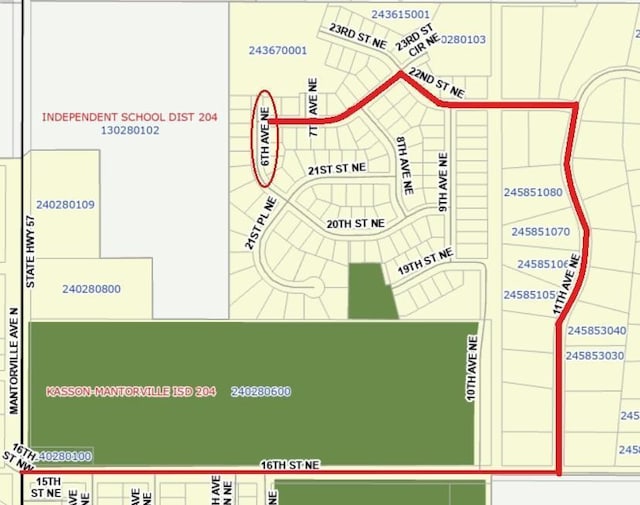 2109 6th Ave NE, Kasson, MN 55944 - map / location of property area featuring property parcel outlined