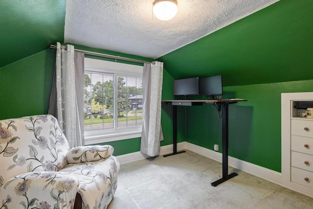 3979 Reservoir Blvd, Columbia Heights, MN 55421 - sitting room with a textured ceiling, vaulted ceiling, and carpet flooring